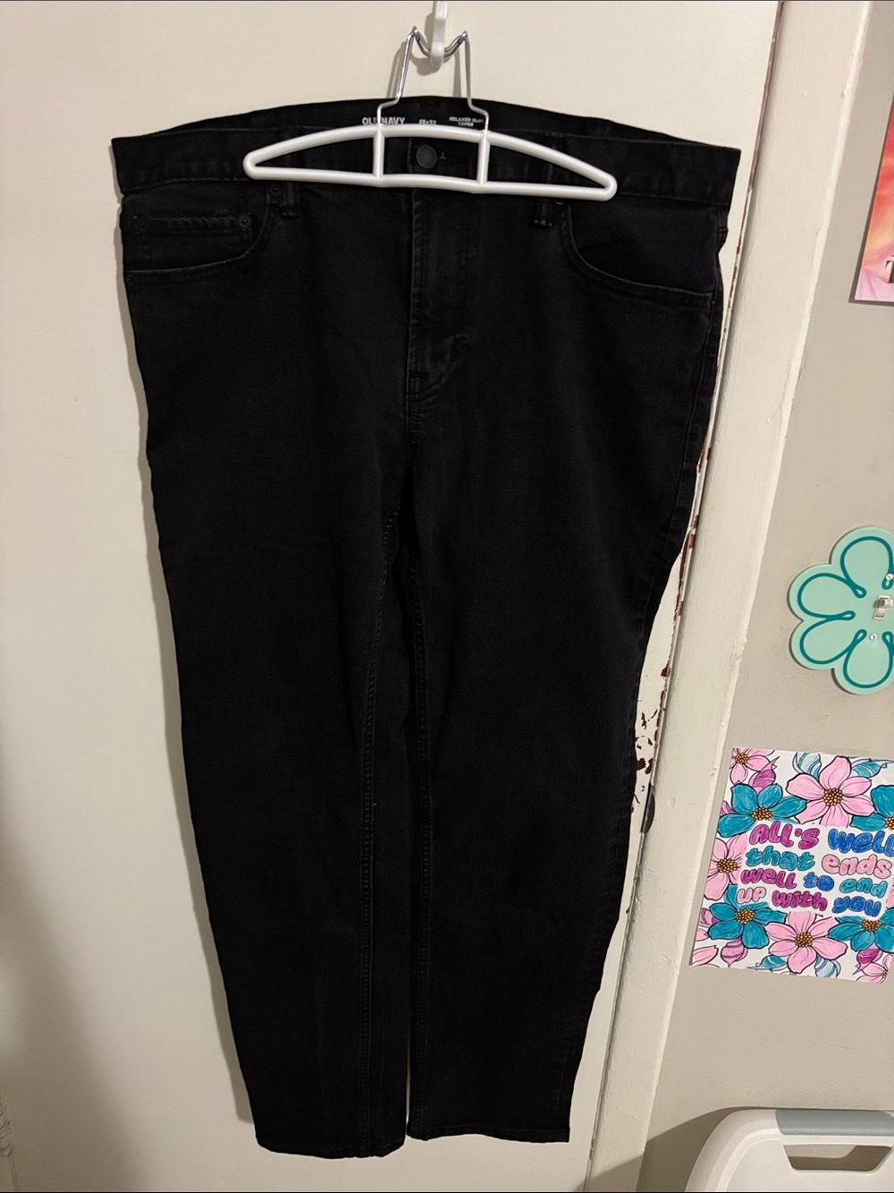 Men's 38x32 Old Navy Relaxed Slim Taper Built-In Flex Jeans Black - Cotton Blend